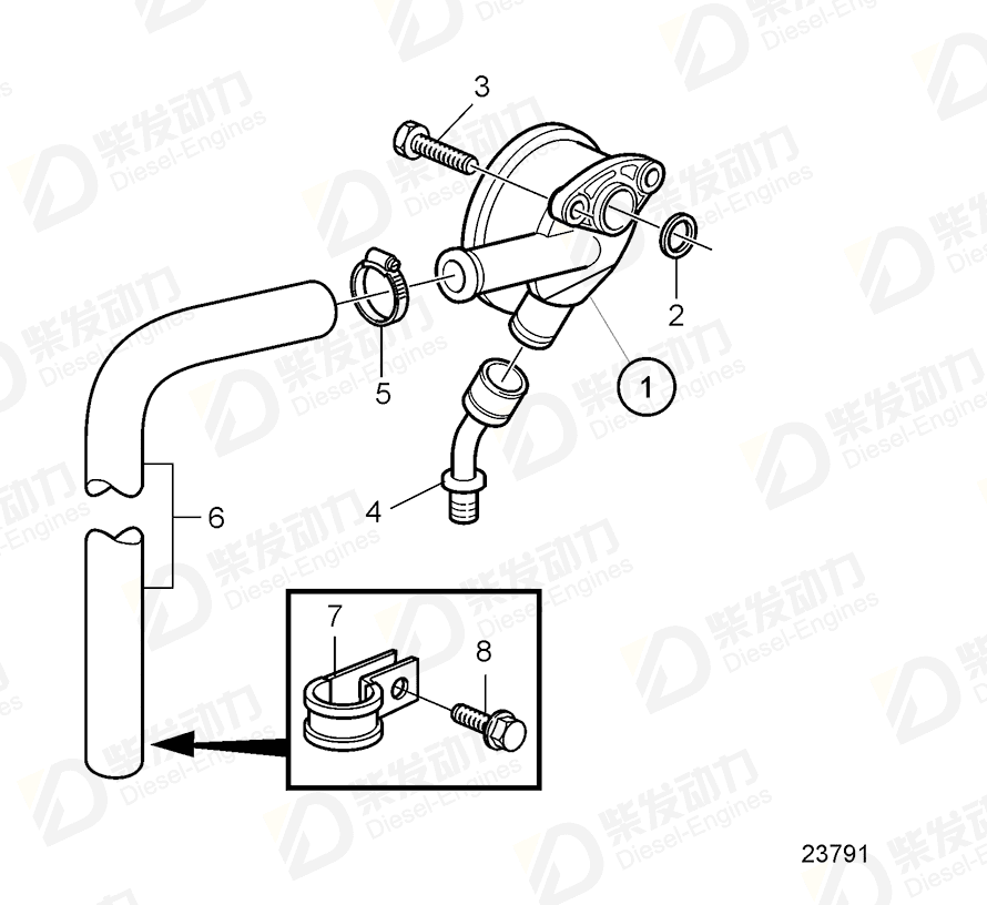 volvo penta Hose clamp 20513342 Drawing volvo penta Hose clamp 20513342 Drawing
